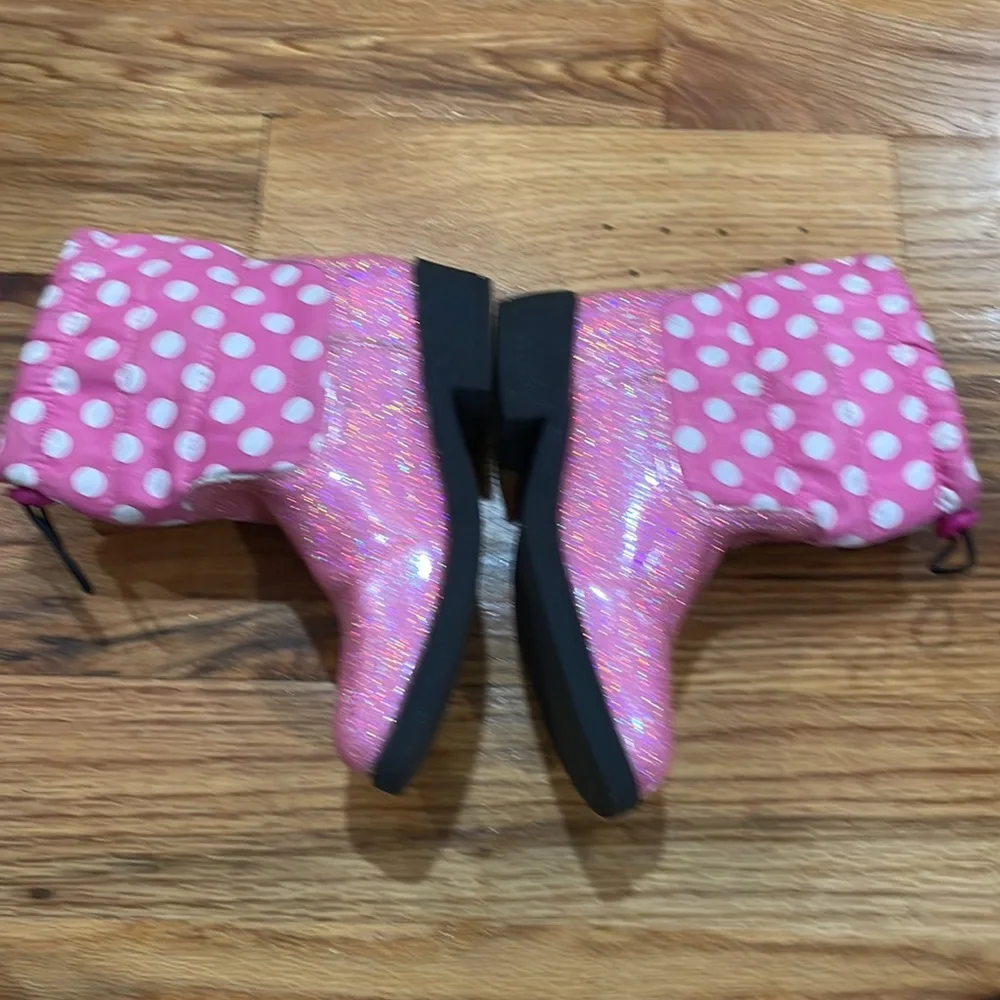 MINNIE MOUSE Pull Pink Glitter Polka Dot Boots Toddler 11